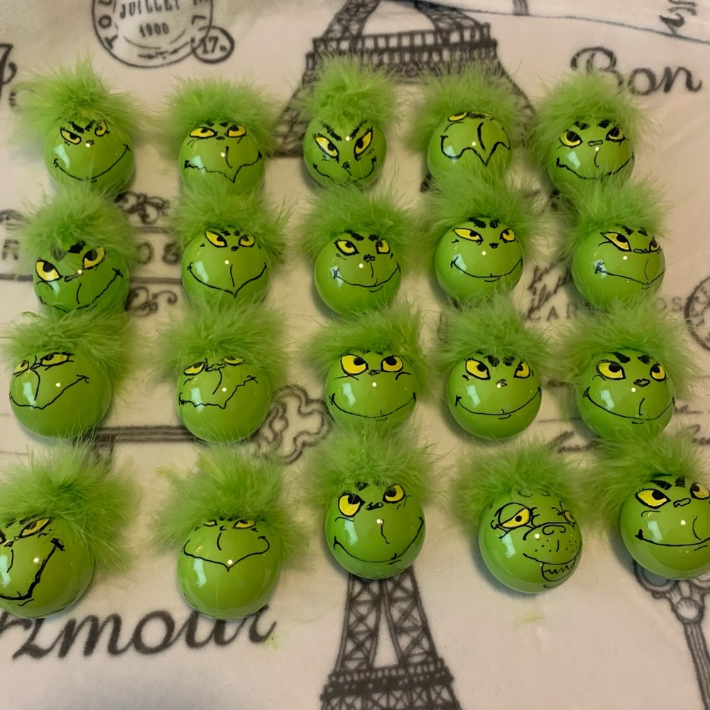 Grinch who stole Christmas ornaments handcrafted Set of two.